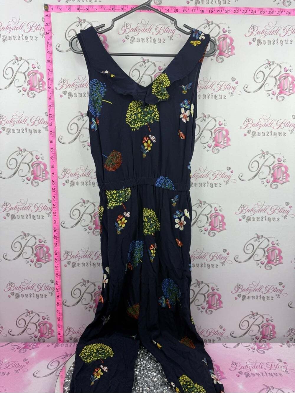 LOFT jumper one piece Navy Floral Jumpsuit with Multicolor Print
